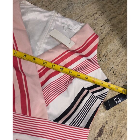 New! New York & Company Dress Pink Black Women's M Chevron Sleeveless Sheath NWT - Picture 3 of 15